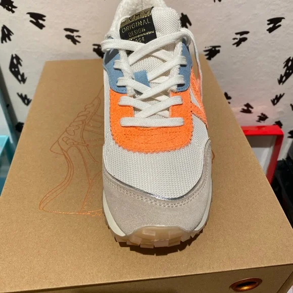 Vintage Havana Women's Retro Runner Sneakers in Orange, Light Blue, Cream - Picture 2 of 6